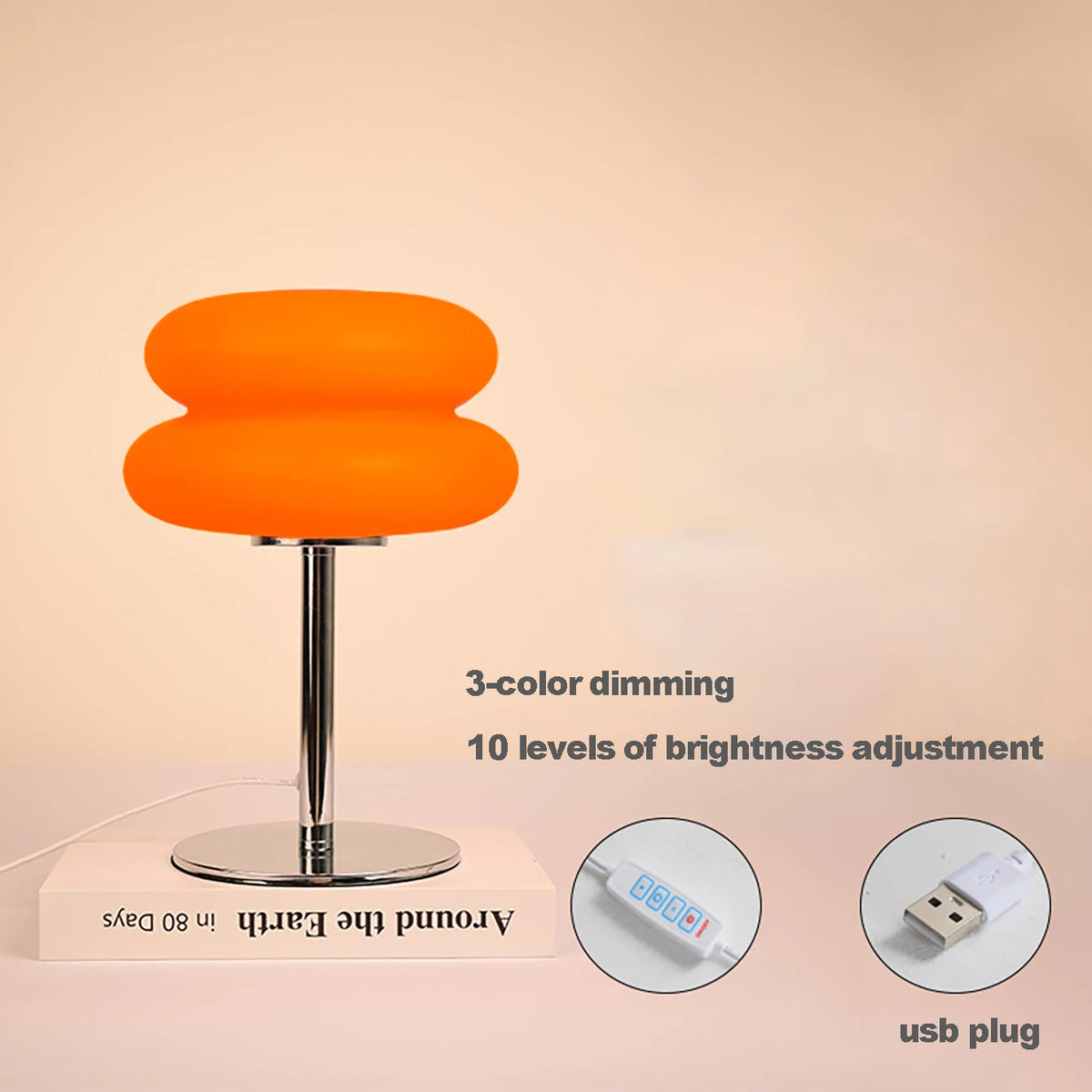 Stacked Cloud Table Lamp, Modern Frosted Bedside Lamp with Chrome Stand, Remote Control and 9 Brightness Levels
