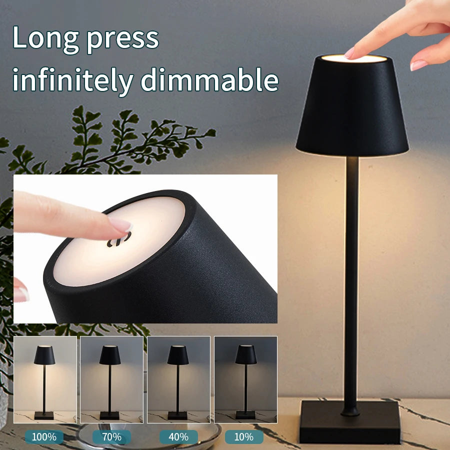 Cordless Table Lamp, Rechargeable LED Dome Lamp with Touch Dimmer for Dining Table, Restaurant, Bedside and Patio