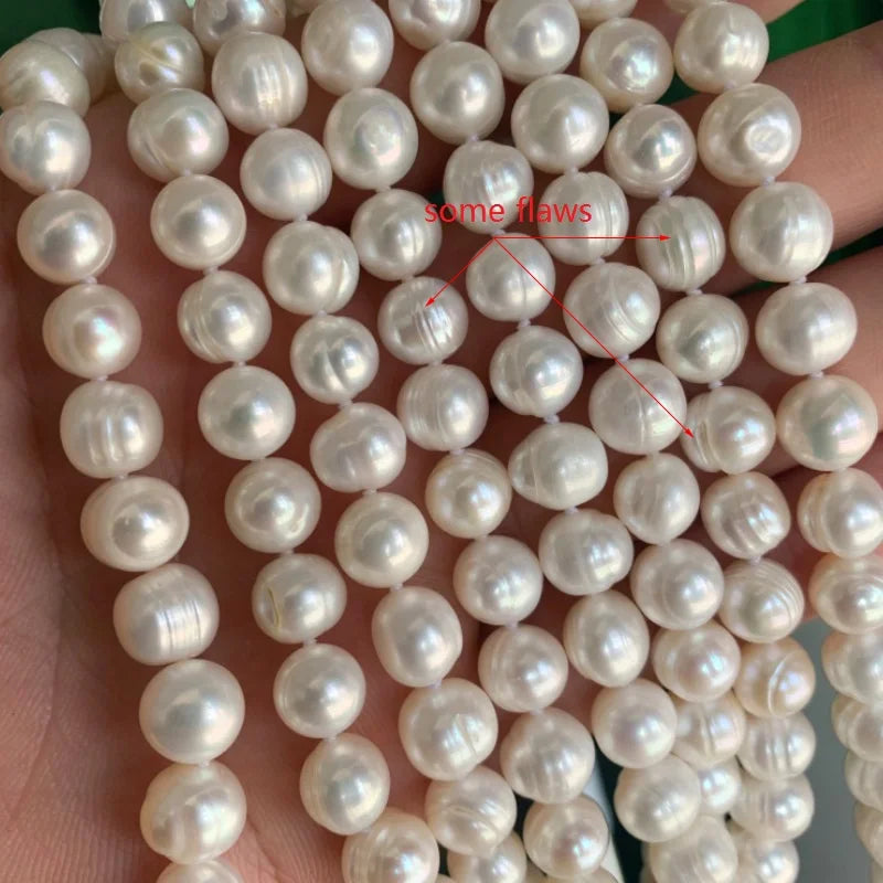 Freshwater Pearl Strand Necklace, Classic 8-10mm White Cultured Pearls with 925 Sterling Silver Clasp, 16 to 20 Inch