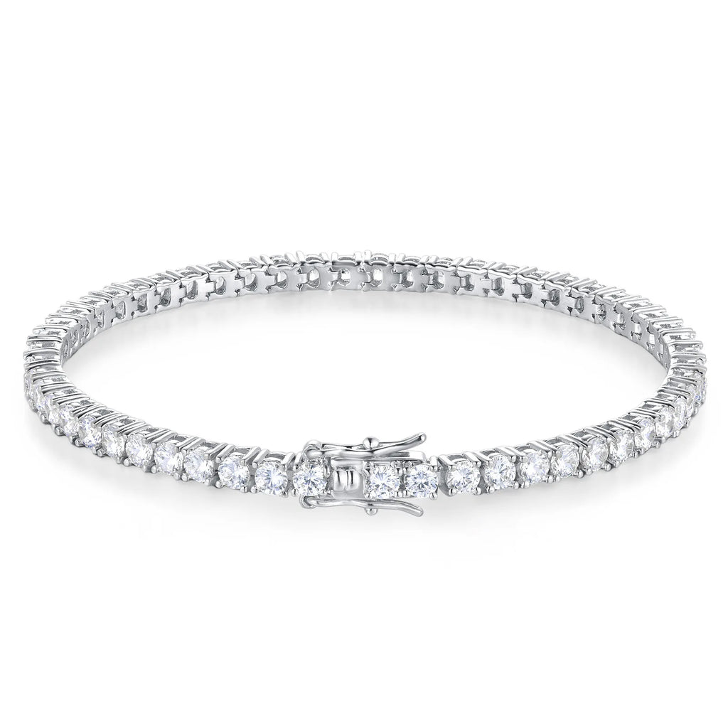 Moissanite Tennis Bracelet, 2mm GRA Certified Stones in 925 Sterling Silver, Silver or 18K Gold Plated