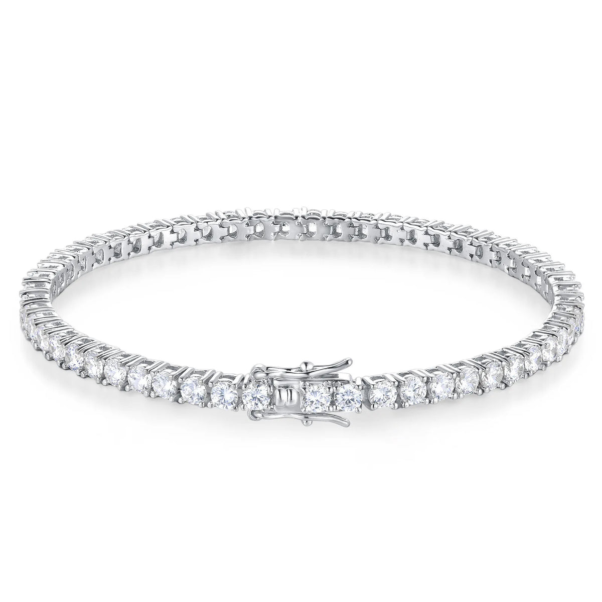 Moissanite Tennis Bracelet, 2mm GRA Certified Stones in 925 Sterling Silver, Silver or 18K Gold Plated