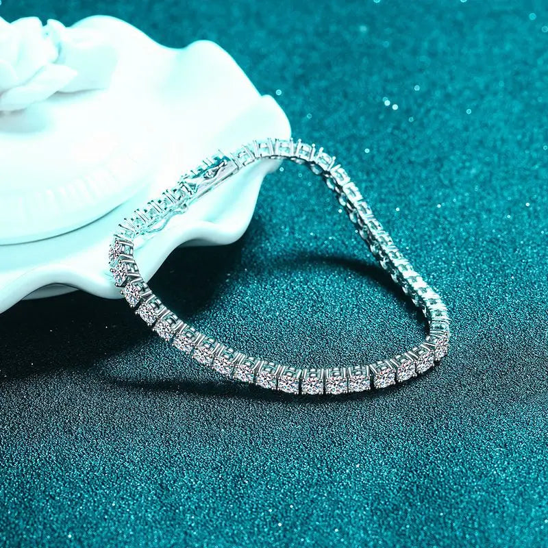 Moissanite Tennis Bracelet, 2mm GRA Certified Stones in 925 Sterling Silver, Silver or 18K Gold Plated