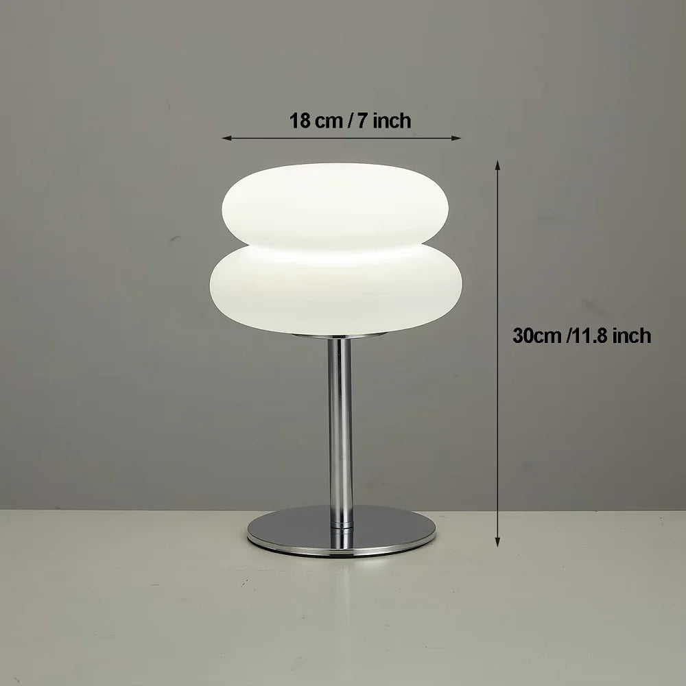 Stacked Cloud Table Lamp, Modern Frosted Bedside Lamp with Chrome Stand, Remote Control and 9 Brightness Levels