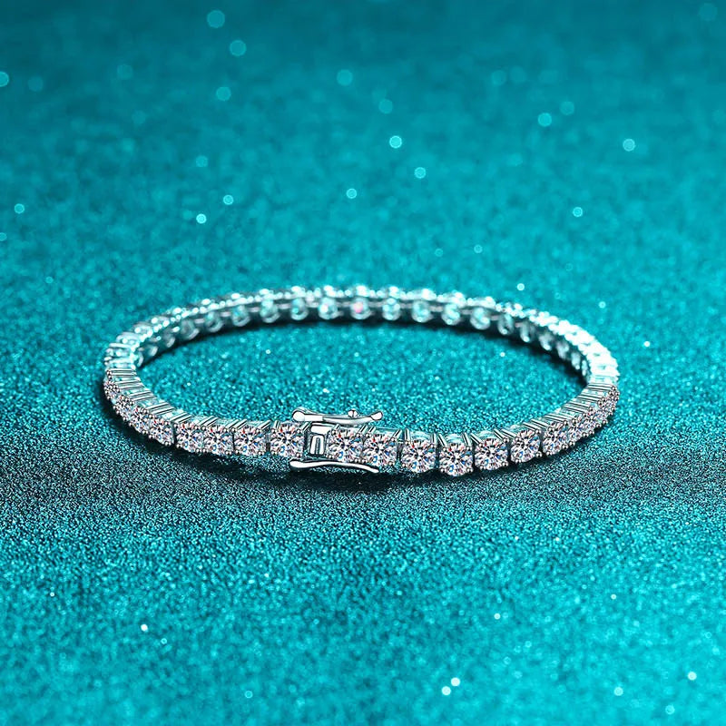 Moissanite Tennis Bracelet, 2mm GRA Certified Stones in 925 Sterling Silver, Silver or 18K Gold Plated