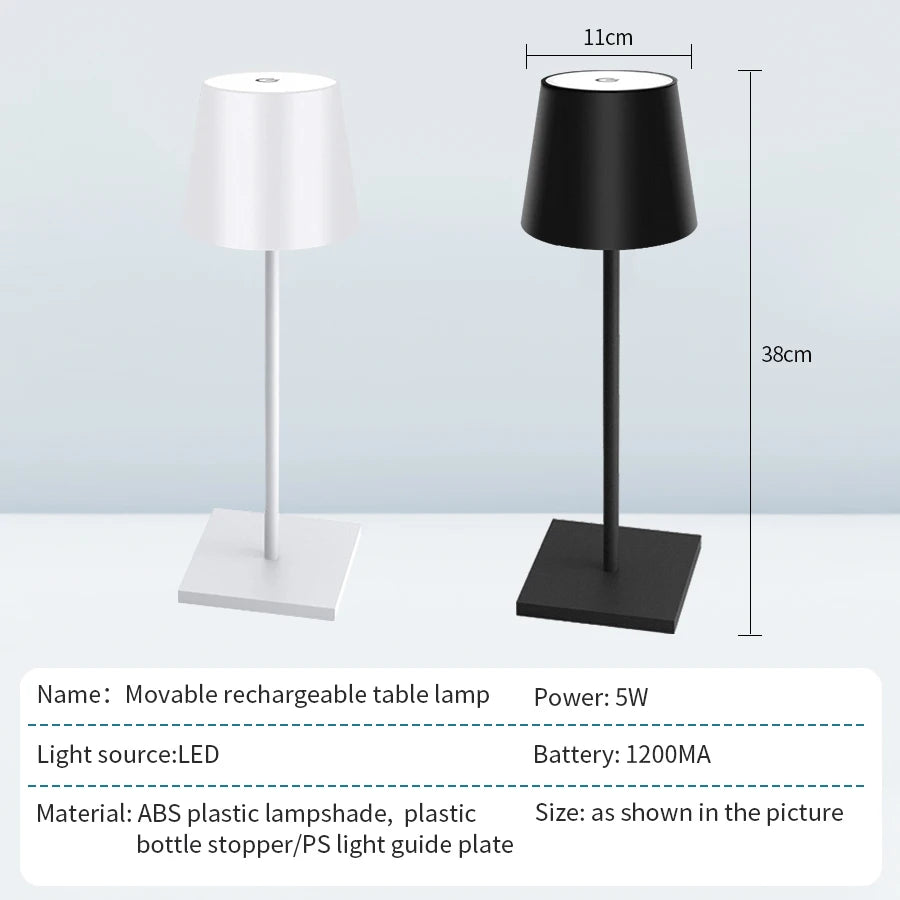 Cordless Table Lamp, Rechargeable LED Dome Lamp with Touch Dimmer for Dining Table, Restaurant, Bedside and Patio