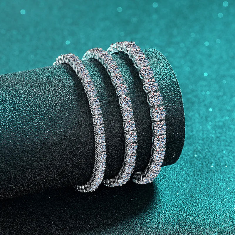 Moissanite Tennis Bracelet, 2mm GRA Certified Stones in 925 Sterling Silver, Silver or 18K Gold Plated