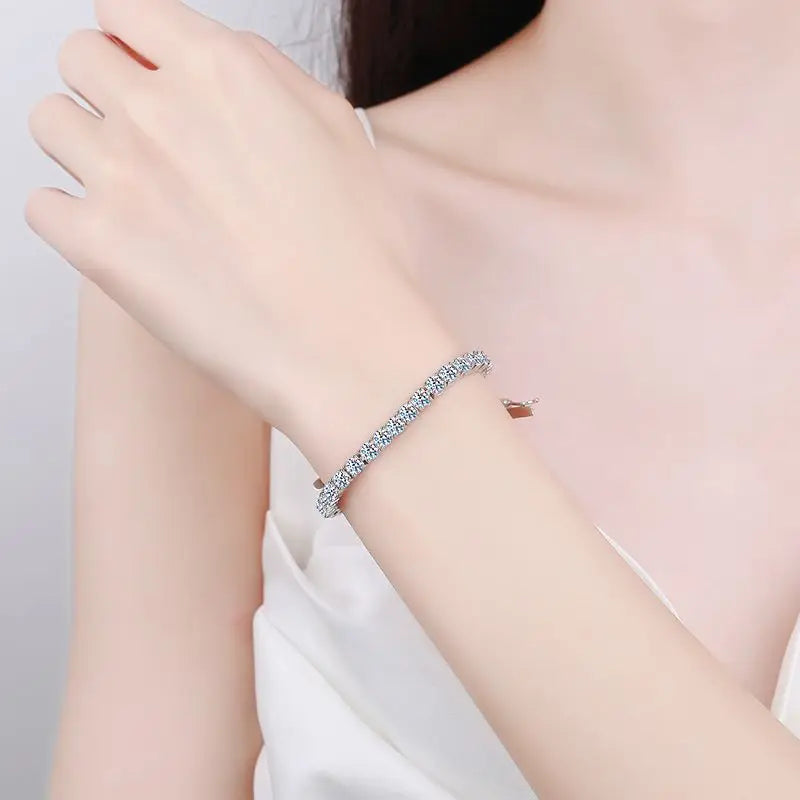 Moissanite Tennis Bracelet, 2mm GRA Certified Stones in 925 Sterling Silver, Silver or 18K Gold Plated