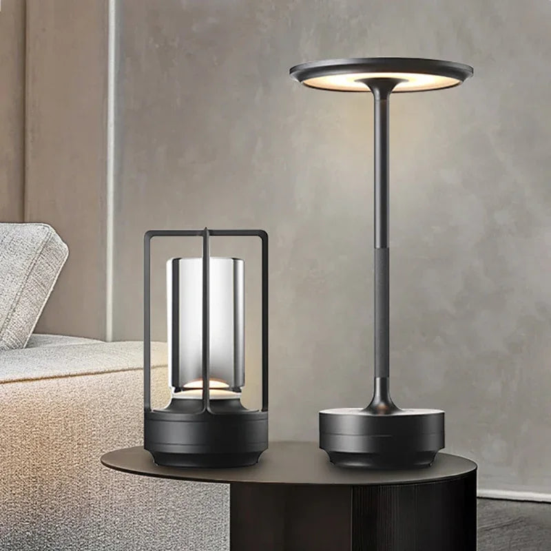 Cordless Crystal Lantern Table Lamp, Rechargeable LED Touch Lamp for Dining Table, Bar and Bedside, Gold, Silver or Black
