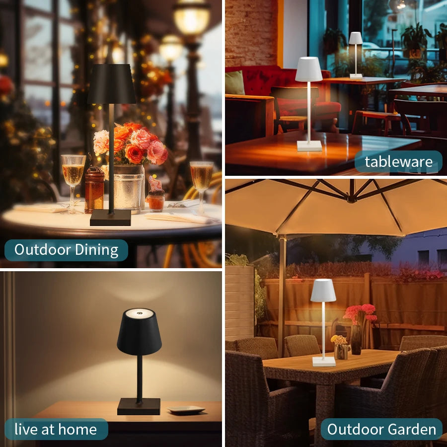 Cordless Table Lamp, Rechargeable LED Dome Lamp with Touch Dimmer for Dining Table, Restaurant, Bedside and Patio